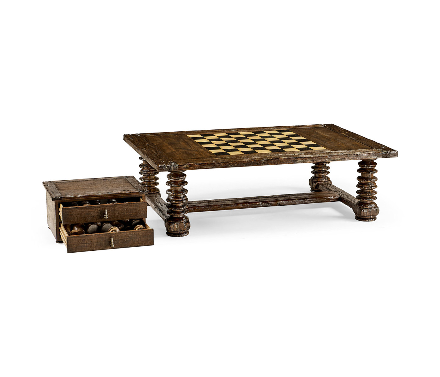 Turned Leg Heavy Distressed Games/Coffee Table