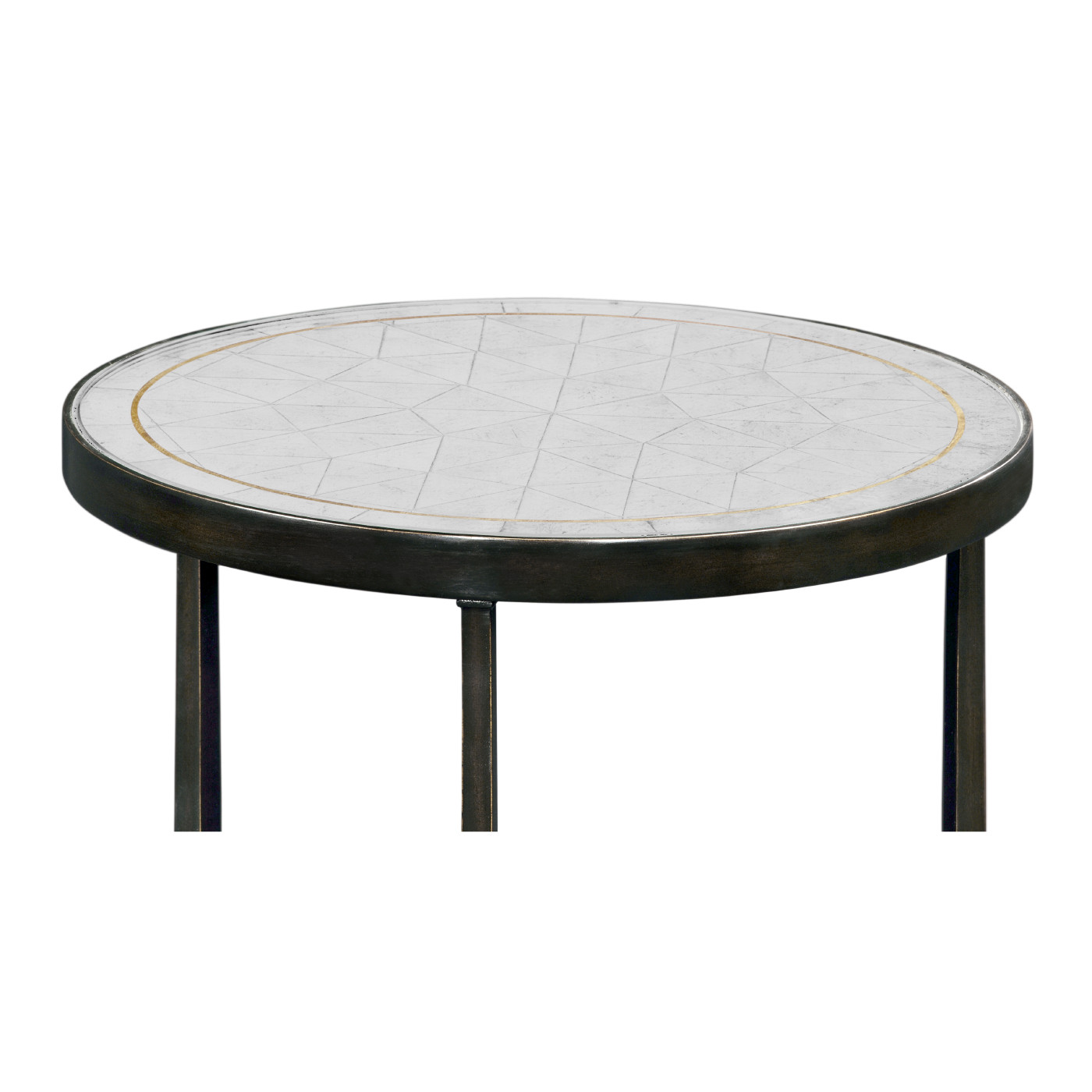 Églomisé & Bronze Iron Round Lamp Table