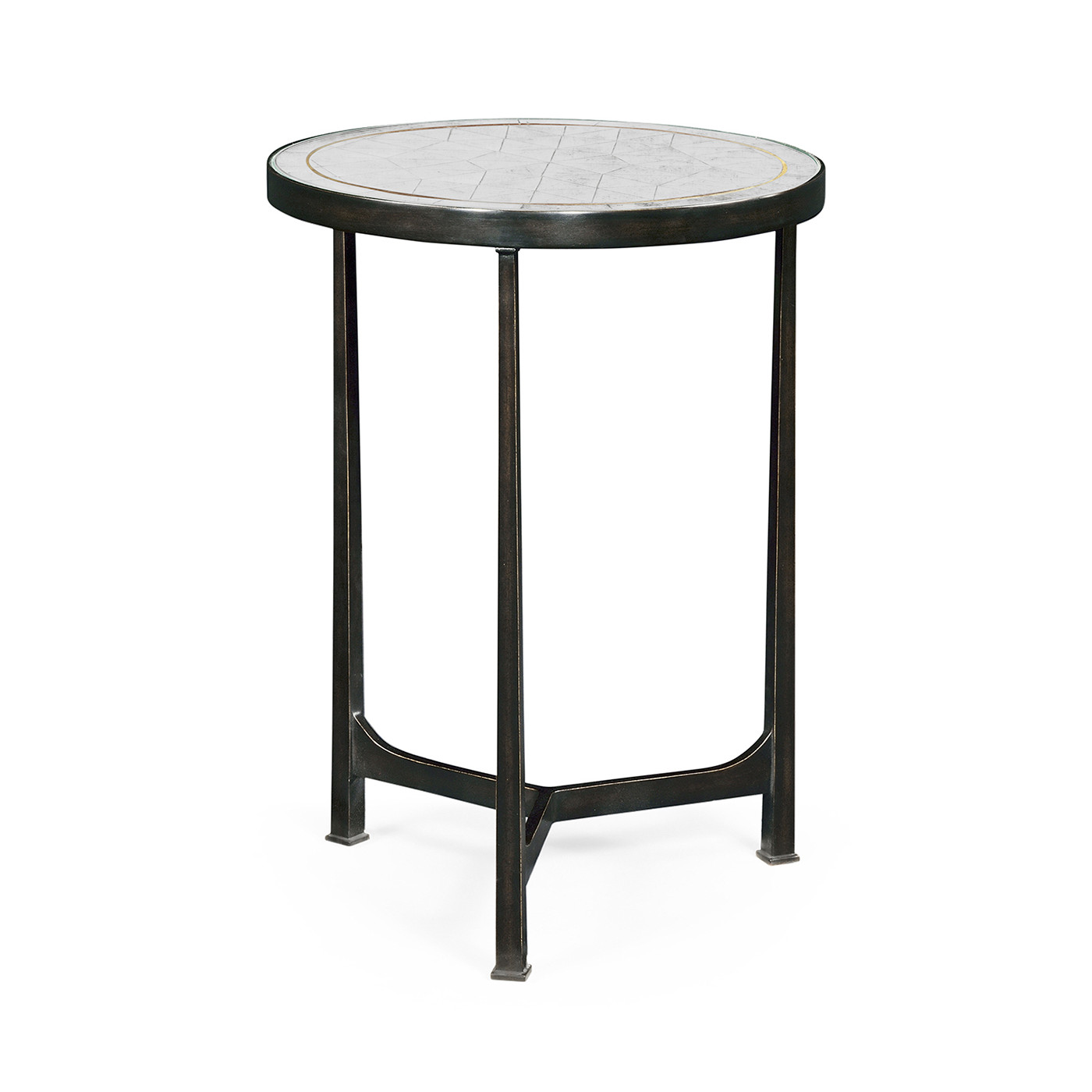 Églomisé & Bronze Iron Round Lamp Table