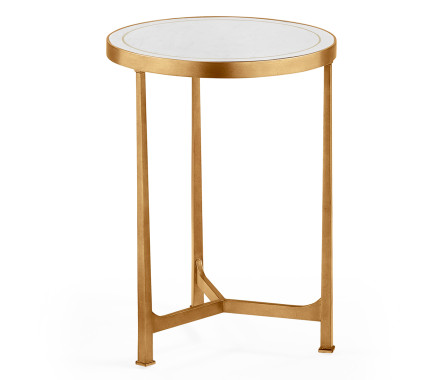 Églomisé & Gilded Iron Round Lamp Table