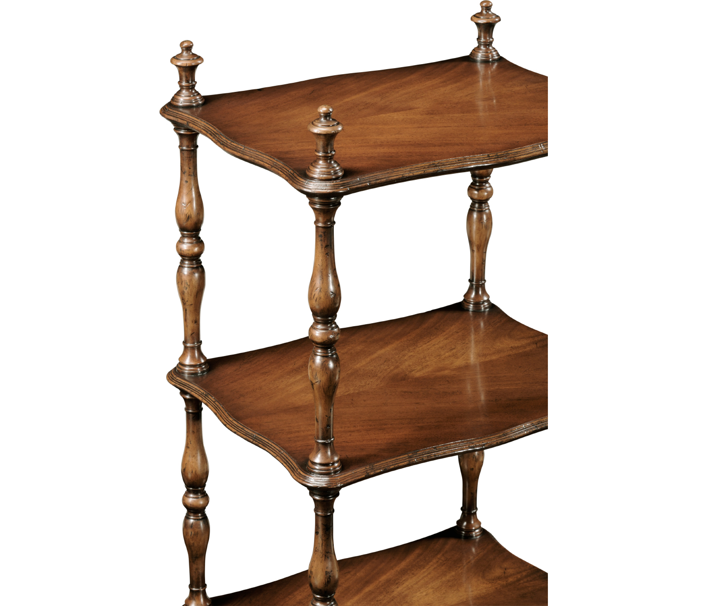Mahogany Four-Tier Étagère with Serpentine Shelf (Narrow)