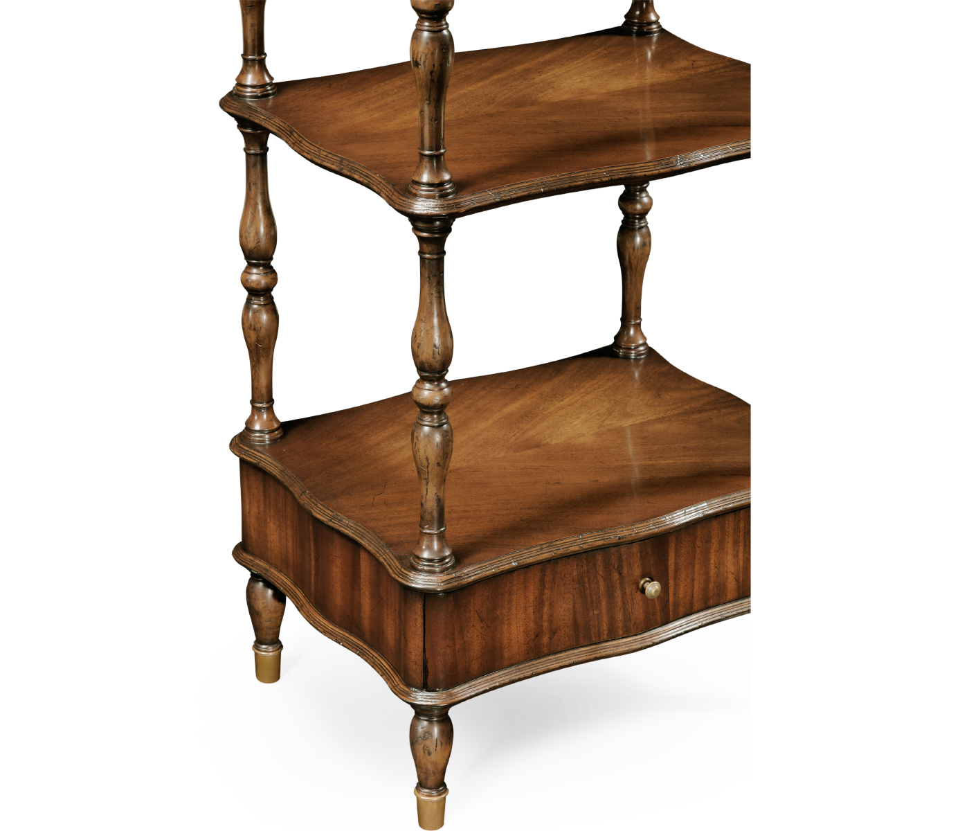 Mahogany Four-Tier Étagère with Serpentine Shelf (Narrow)