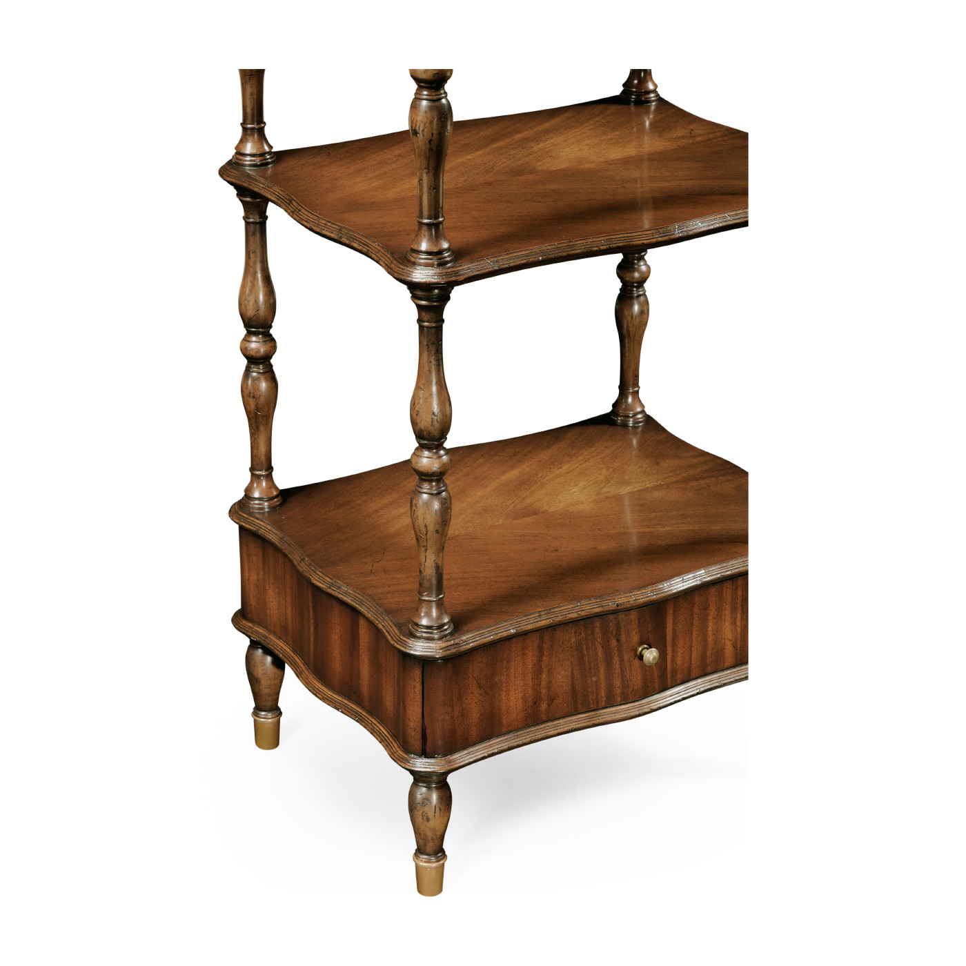 Mahogany Four-Tier Étagère with Serpentine Shelf (Narrow)