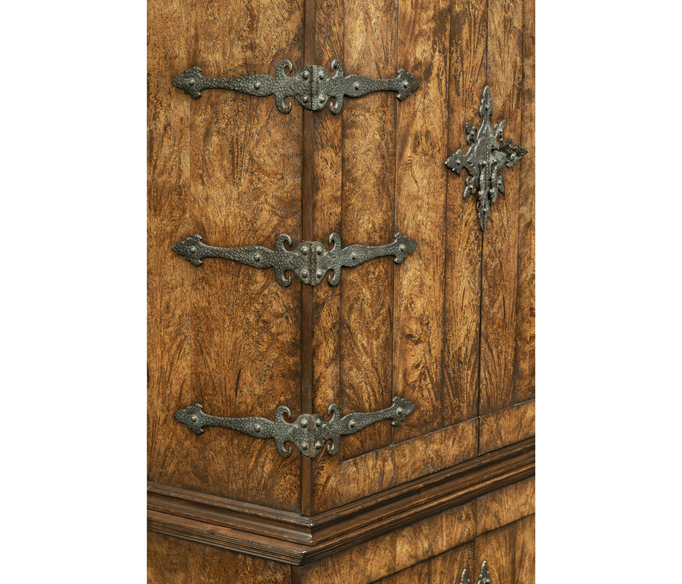 Spanish style crotch walnut drinks cabinet