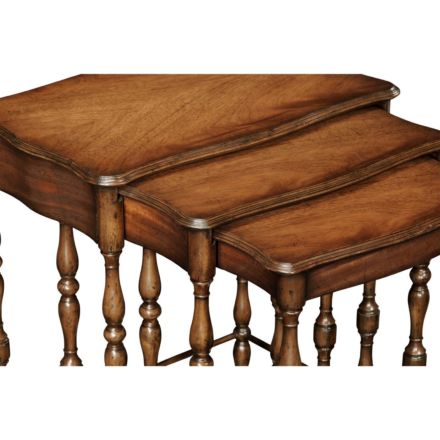 Mahogany Nest of Three Tables Turned Legs
