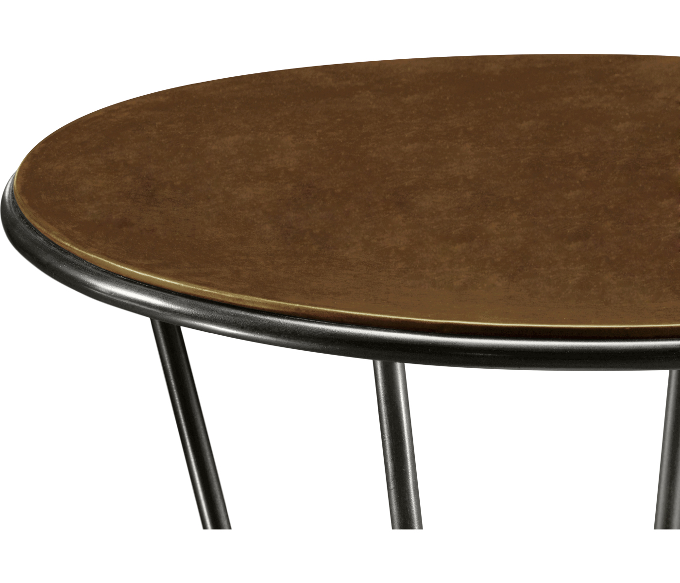 Leather top & bronze iron side table