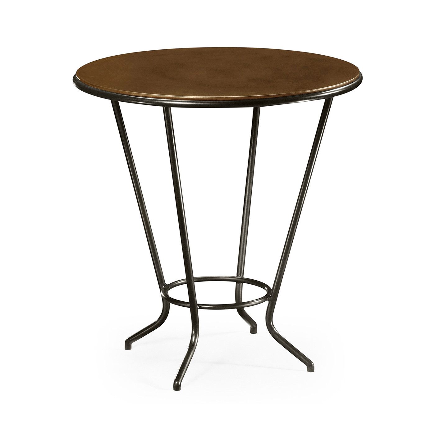 Leather top & bronze iron side table