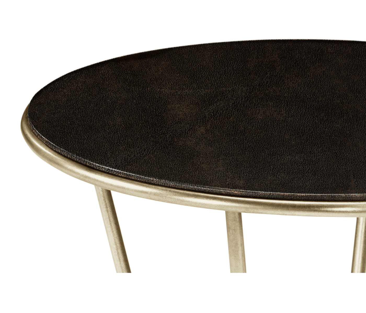 Leather top & silver iron side table