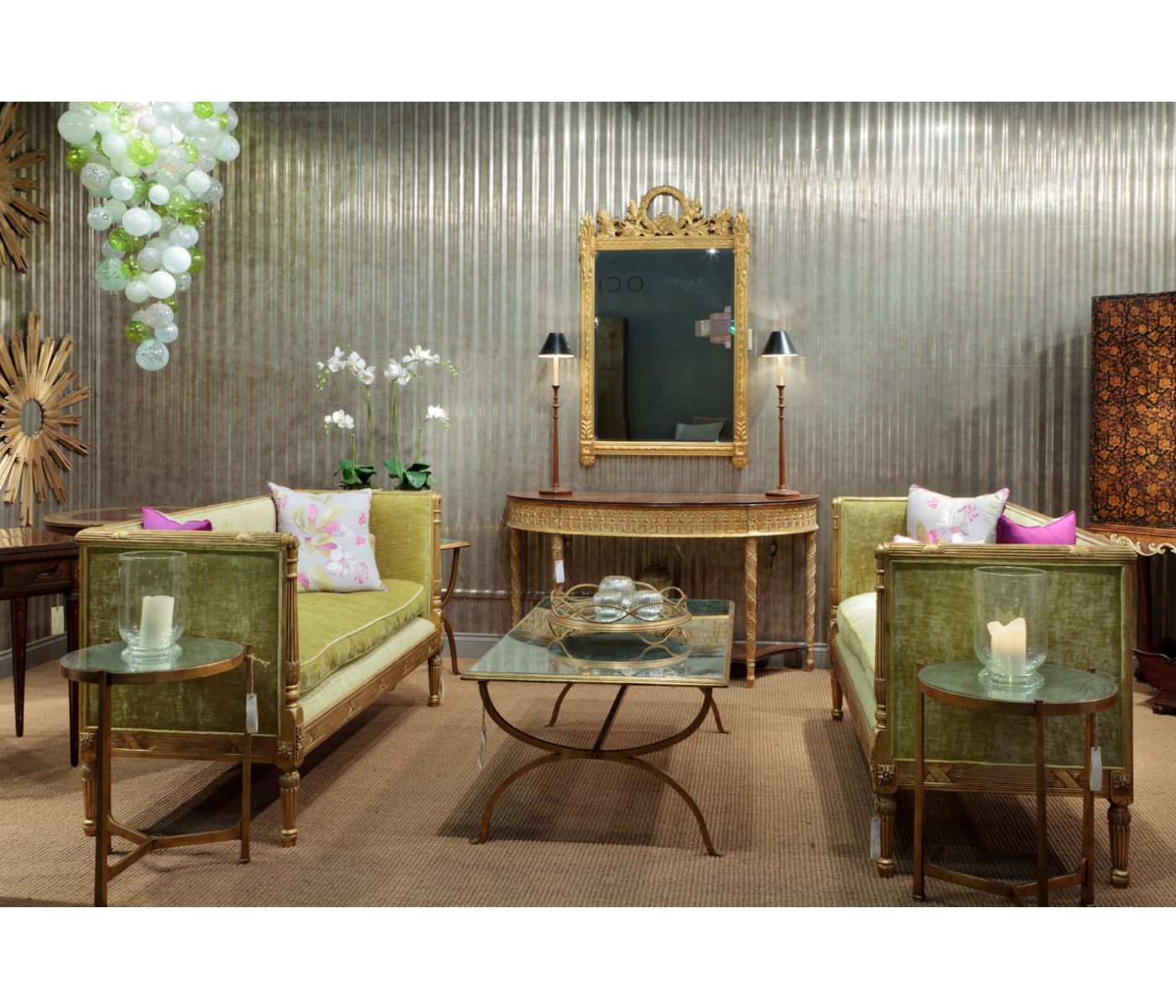 Églomisé & Bronze Medium Iron Lamp Table