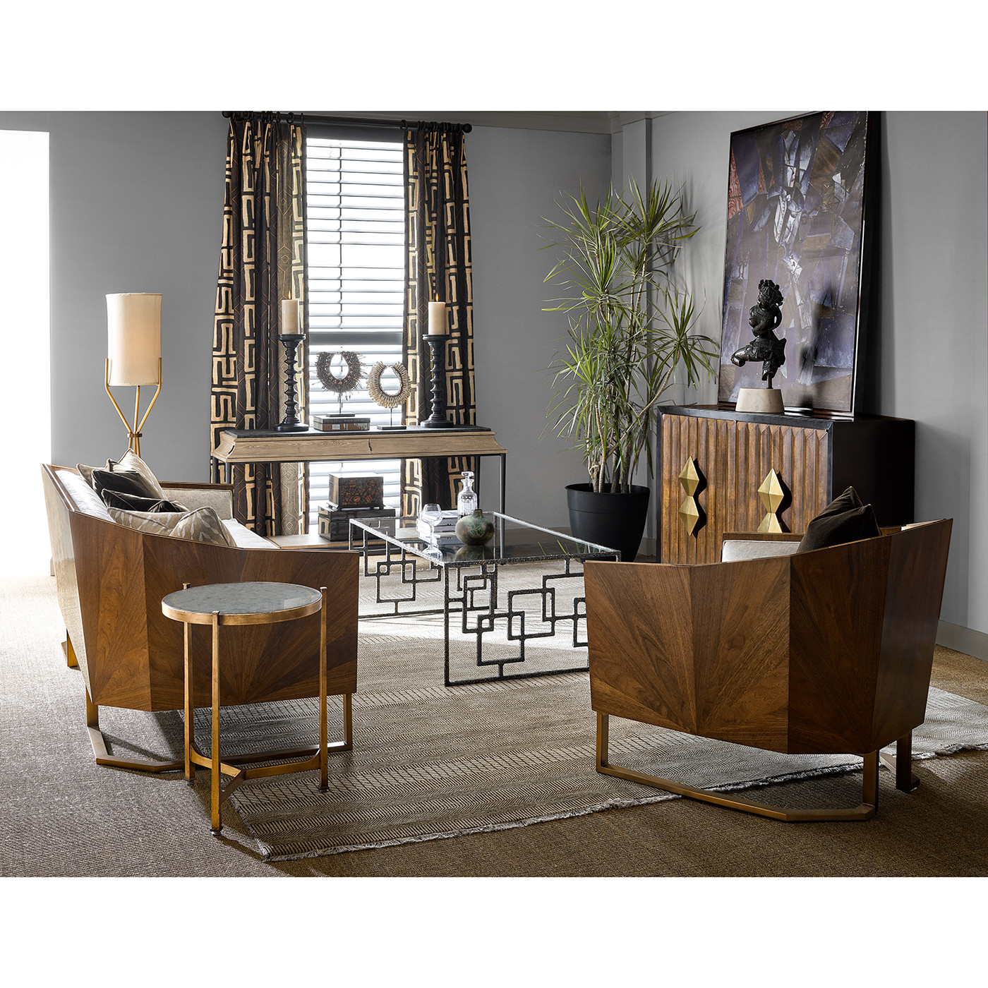 Églomisé & Gilded Iron Medium Lamp Table