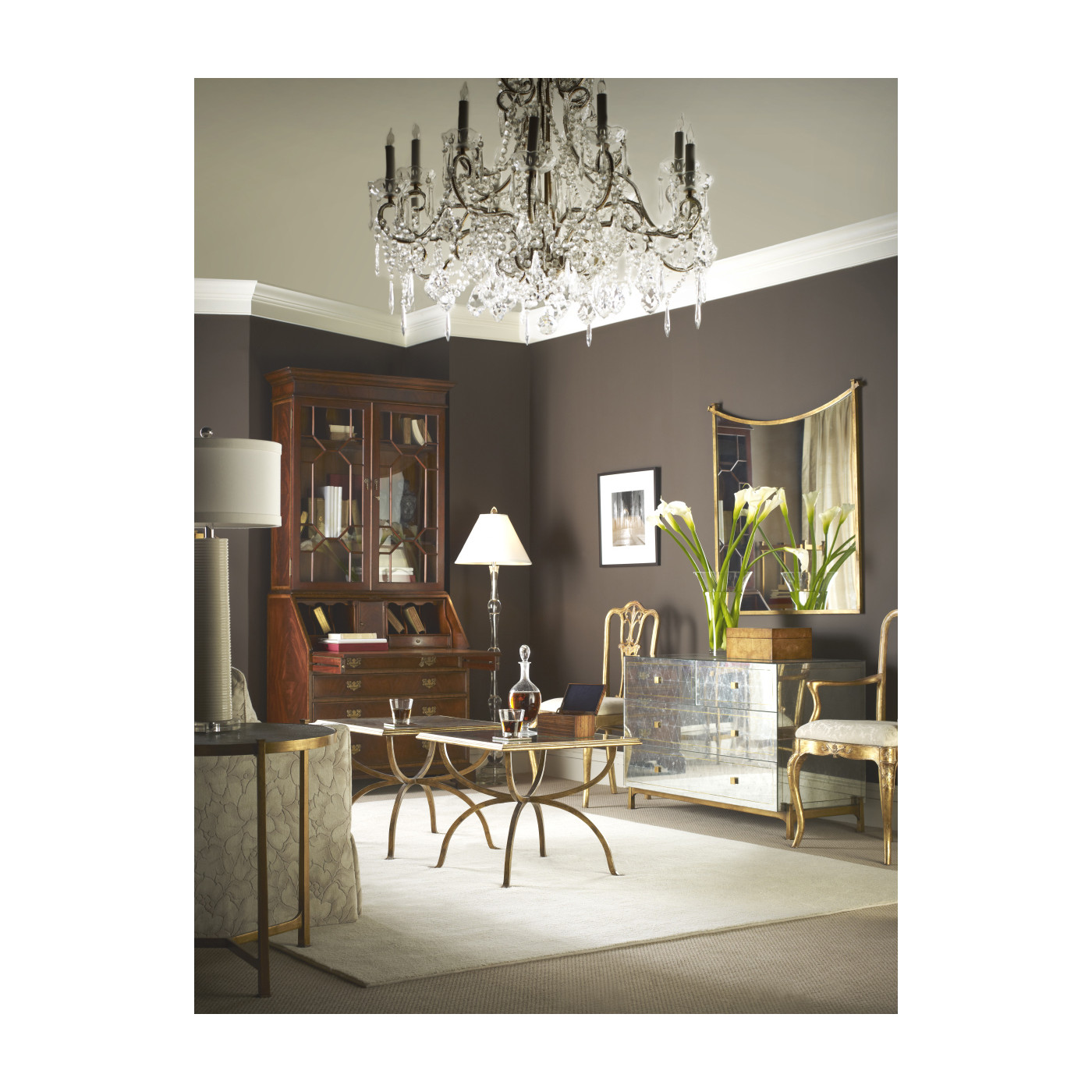 Ivory Scagliola & Silver Medium Iron Lamp Table