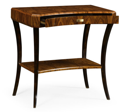 Art Deco High Lustre Rectangular Side Table with Drawer 
