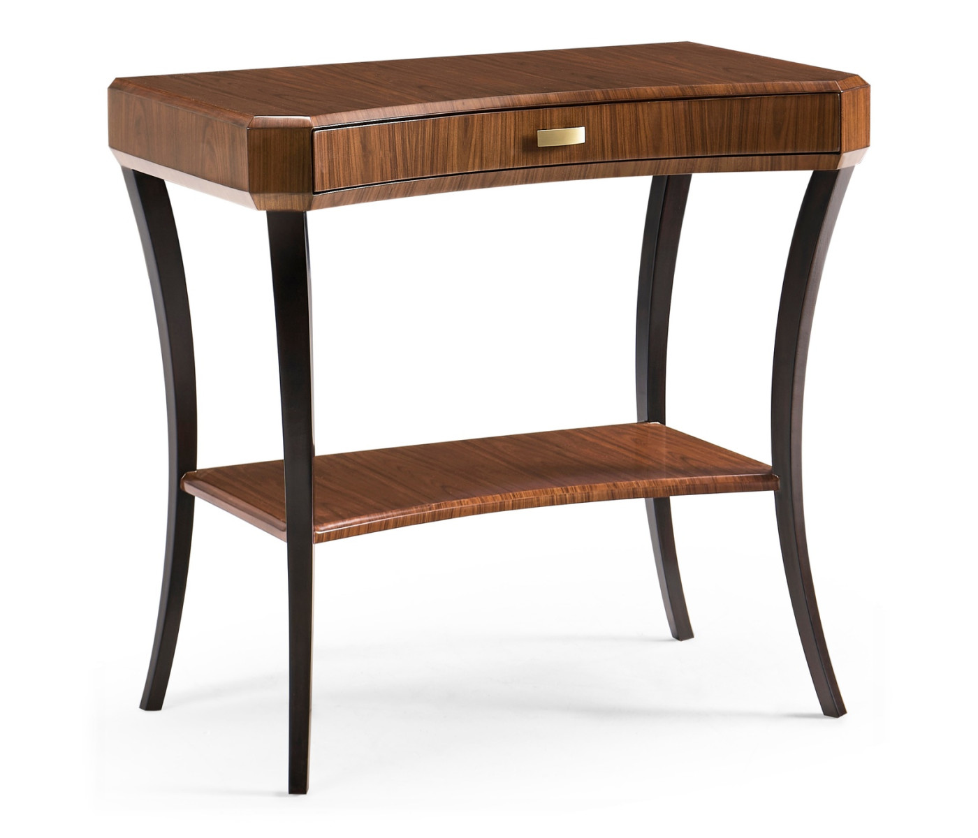 Art Deco Satin Rectangular Side Table with Drawer