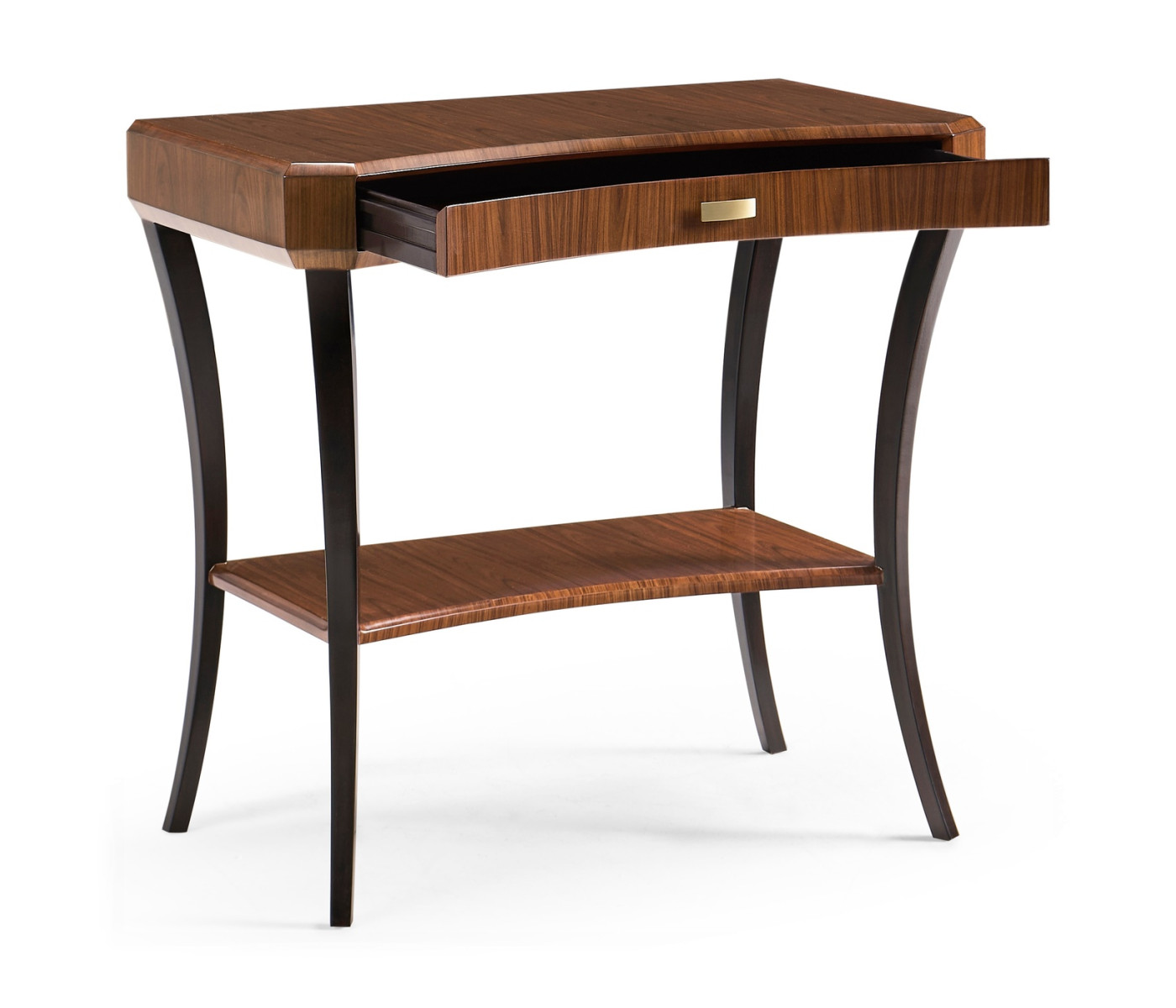 Art Deco Satin Rectangular Side Table with Drawer