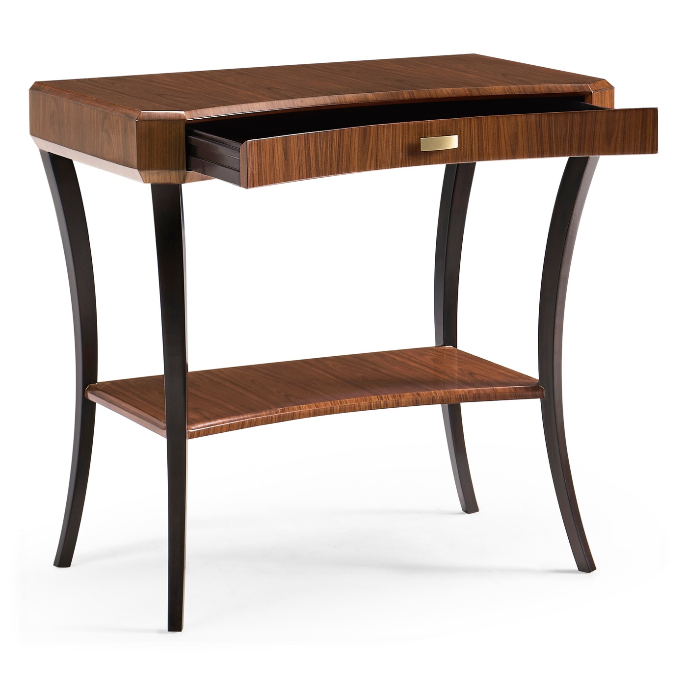 Art Deco Satin Rectangular Side Table with Drawer