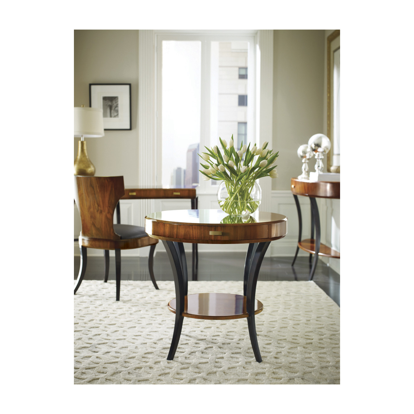 Art Deco Large Demilune Console Table with Drawer