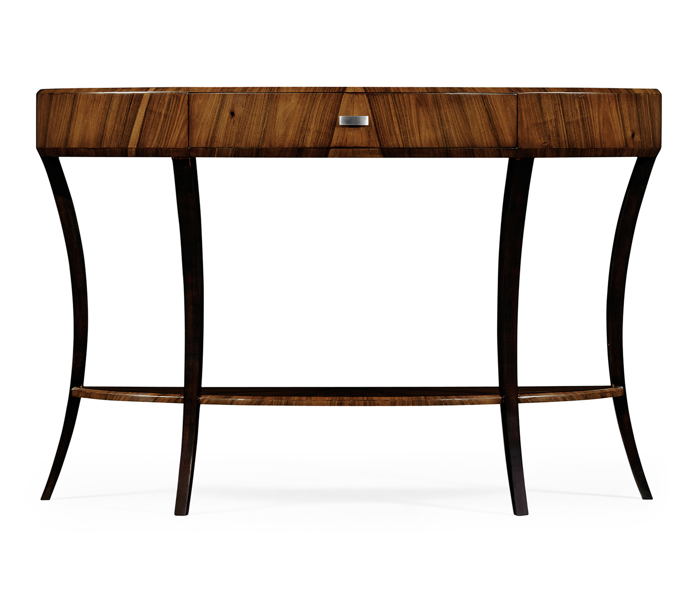 Art Deco large demilune console table with drawer and stainless steel handle (High lustre)