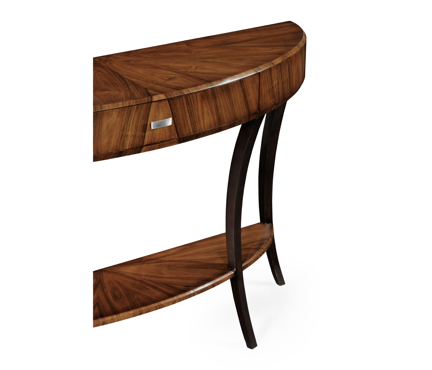 Art Deco large demilune console table with drawer and stainless steel handle (High lustre)