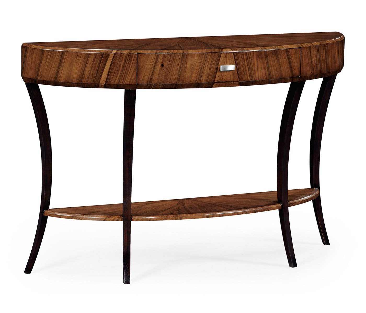 Art Deco large demilune console table with drawer and stainless steel handle (High lustre)