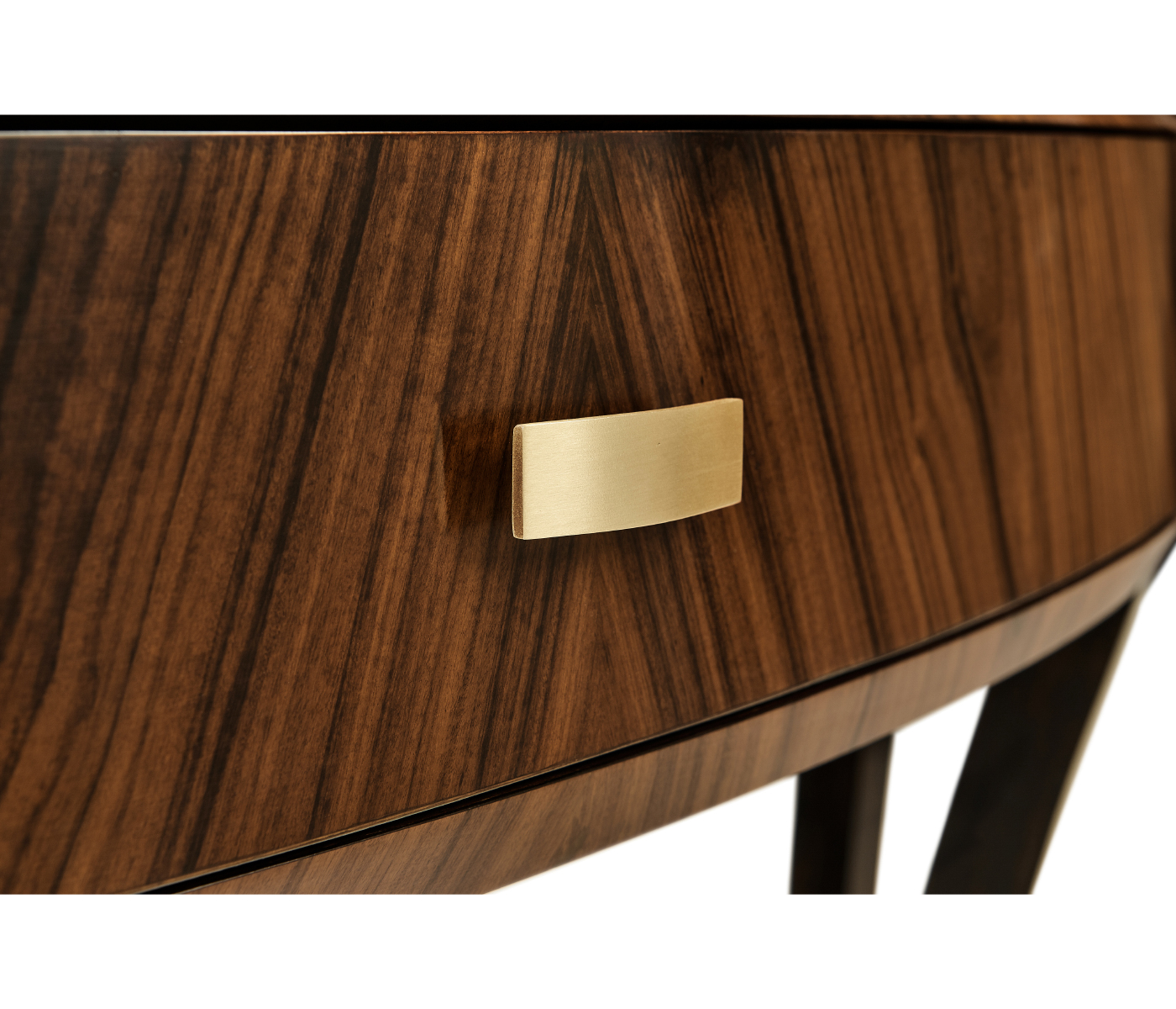 Art Deco Satin Large Demilune Console Table with Drawer