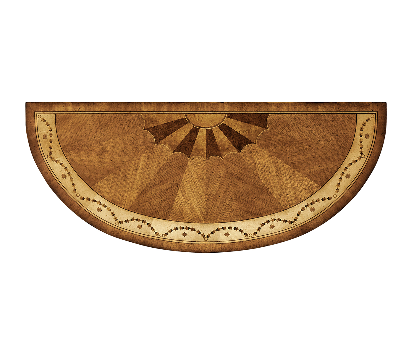 Adam Style Walnut & Satinwood Demilune TV Cabinet