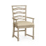 Grey Oak Pierced Ladder Back Country Arm Chair, Upholstered in MAZO