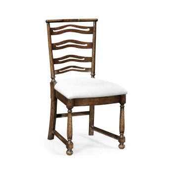 Dark Oak Pierced Ladder Back Country Side Chair
