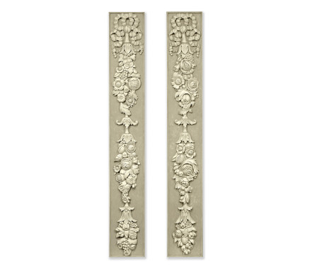 Pair grisaille carved panels (Grey Weathered )