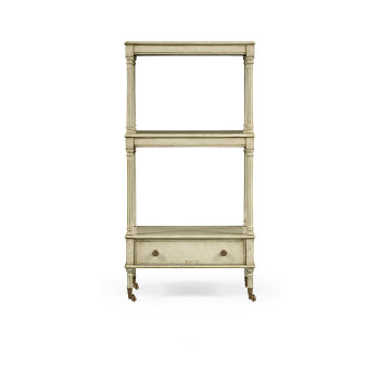 Three-tier grey rub-through étagère