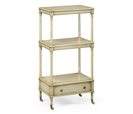 Three-tier grey rub-through étagère