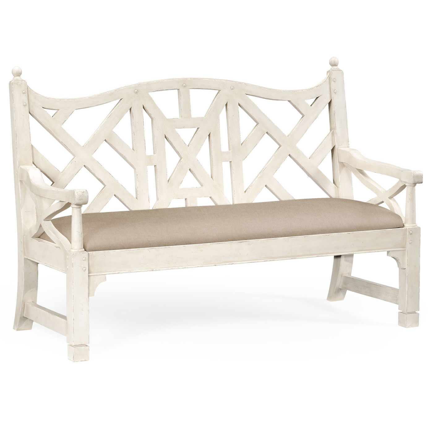 White Painted Lattice Work Bench
