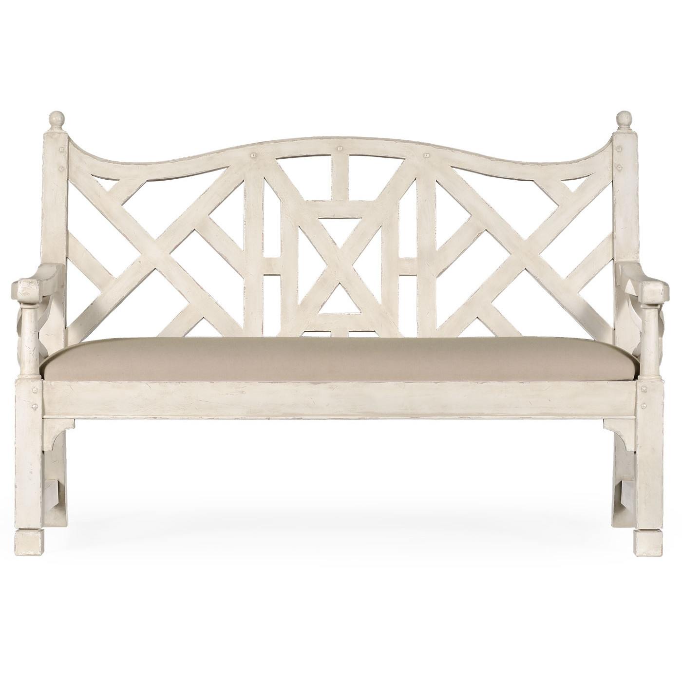 White Painted Lattice Work Bench