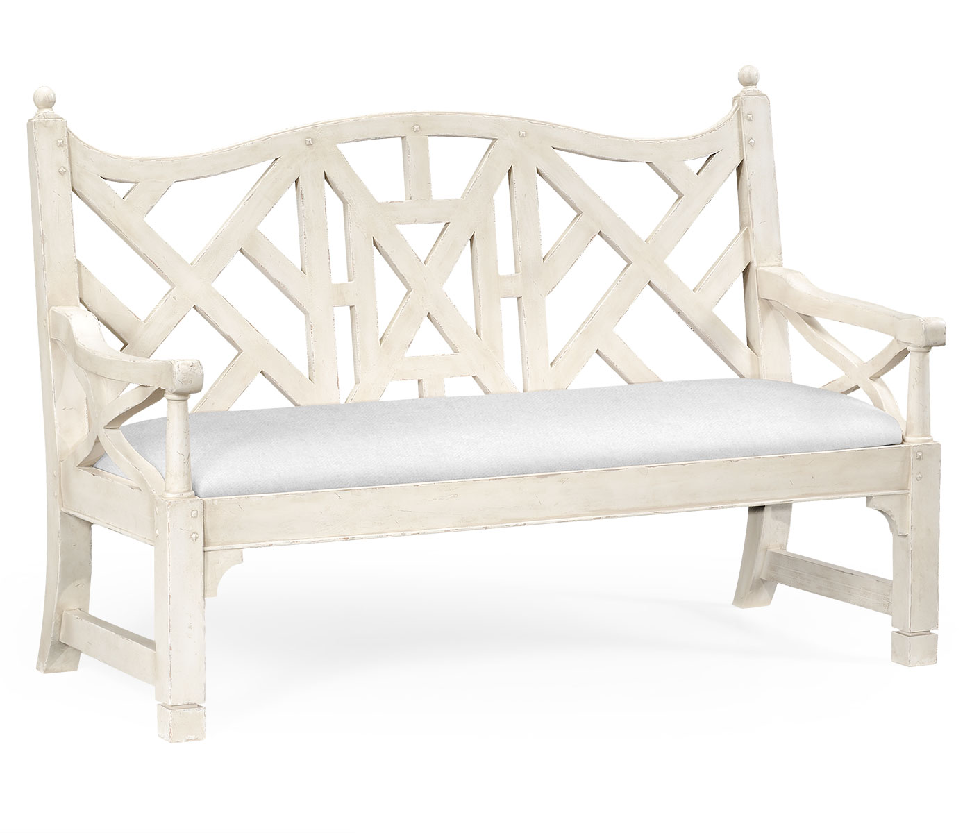 White Painted Lattice Work Bench