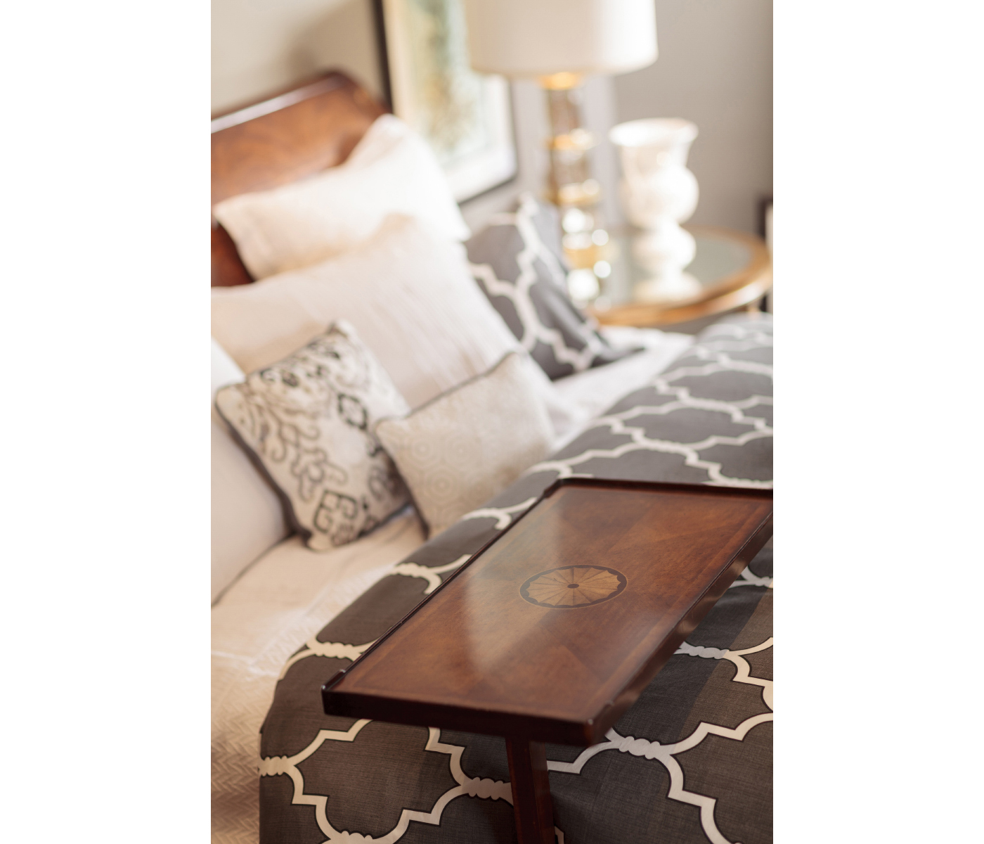 Satinwood Adjustable Sofa/Bed Table