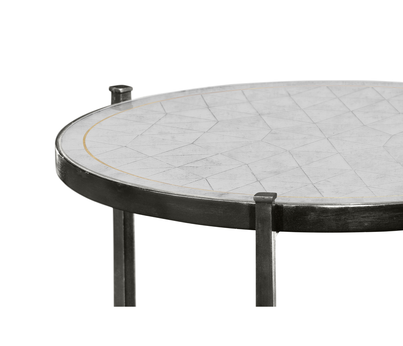 Large Églomisé & Bronze Iron Lamp Table