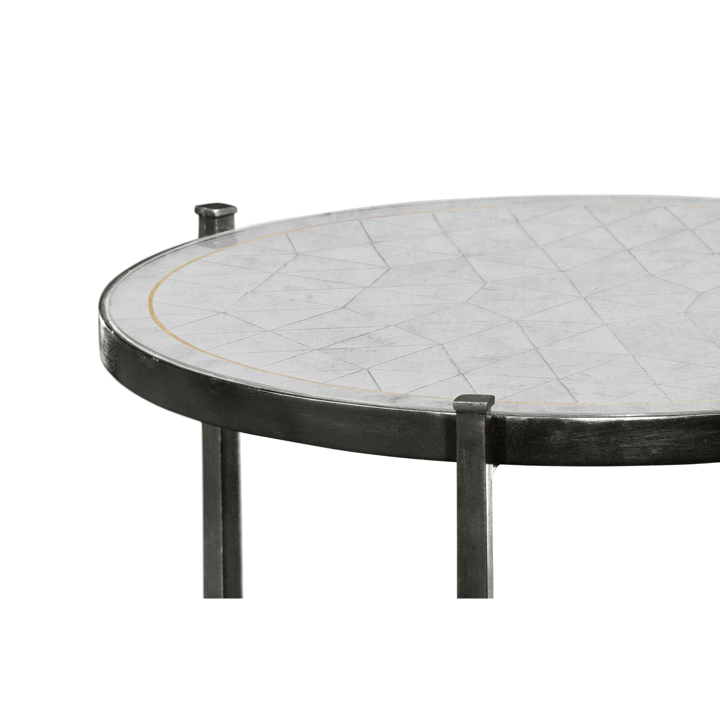 Large Églomisé & Bronze Iron Lamp Table