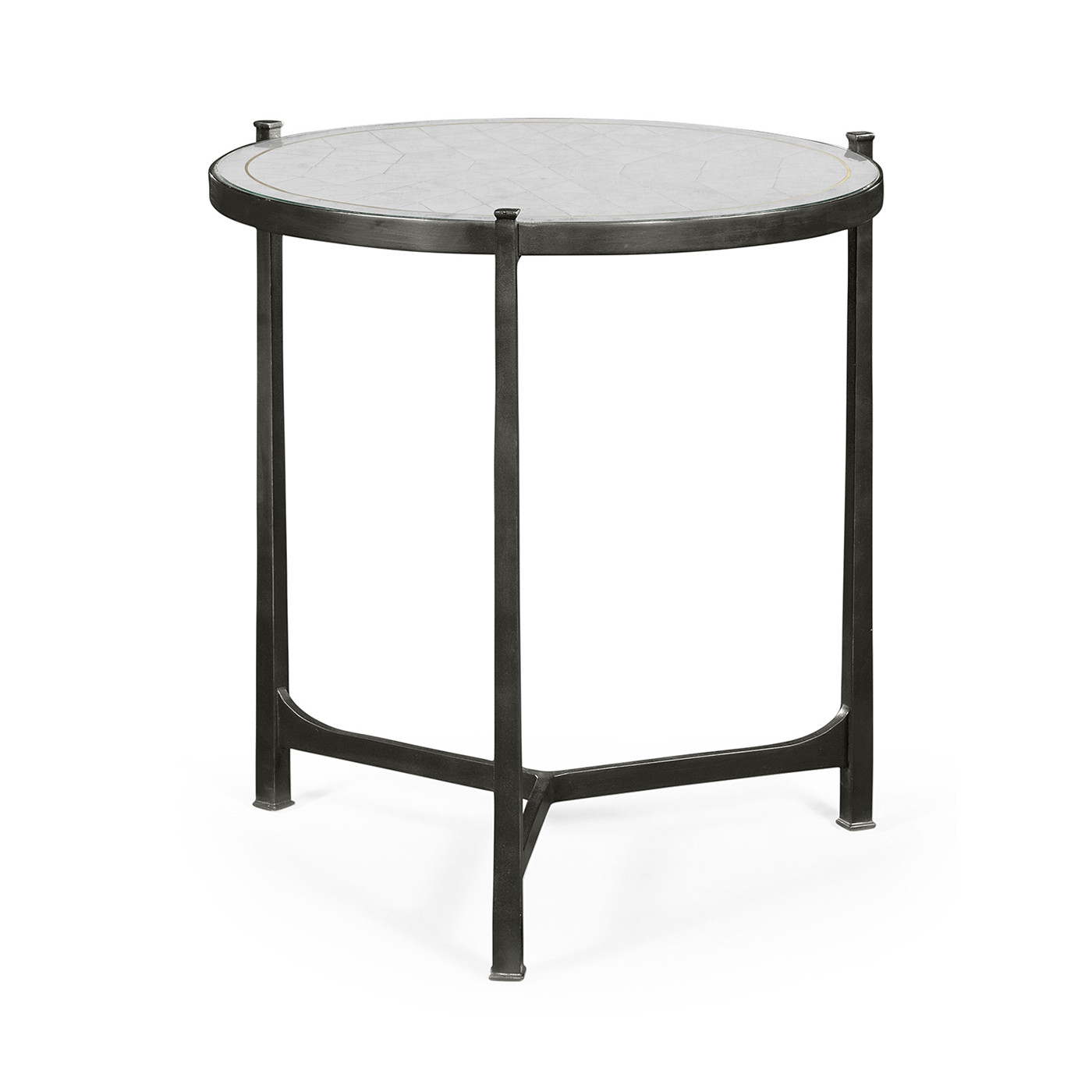 Large Églomisé & Bronze Iron Lamp Table
