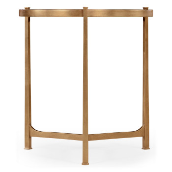 Large Green Round Faux Shagreen Gilded Side Table