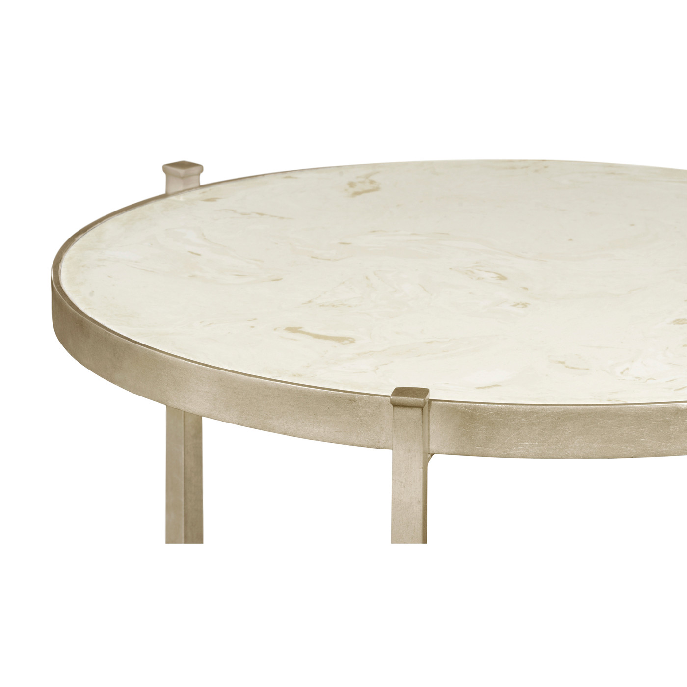 Large Scagliola & Silver Round Side Table