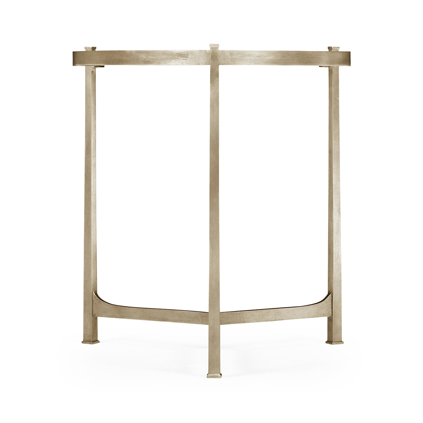 Large Green Round Faux Shagreen Silver Side Table