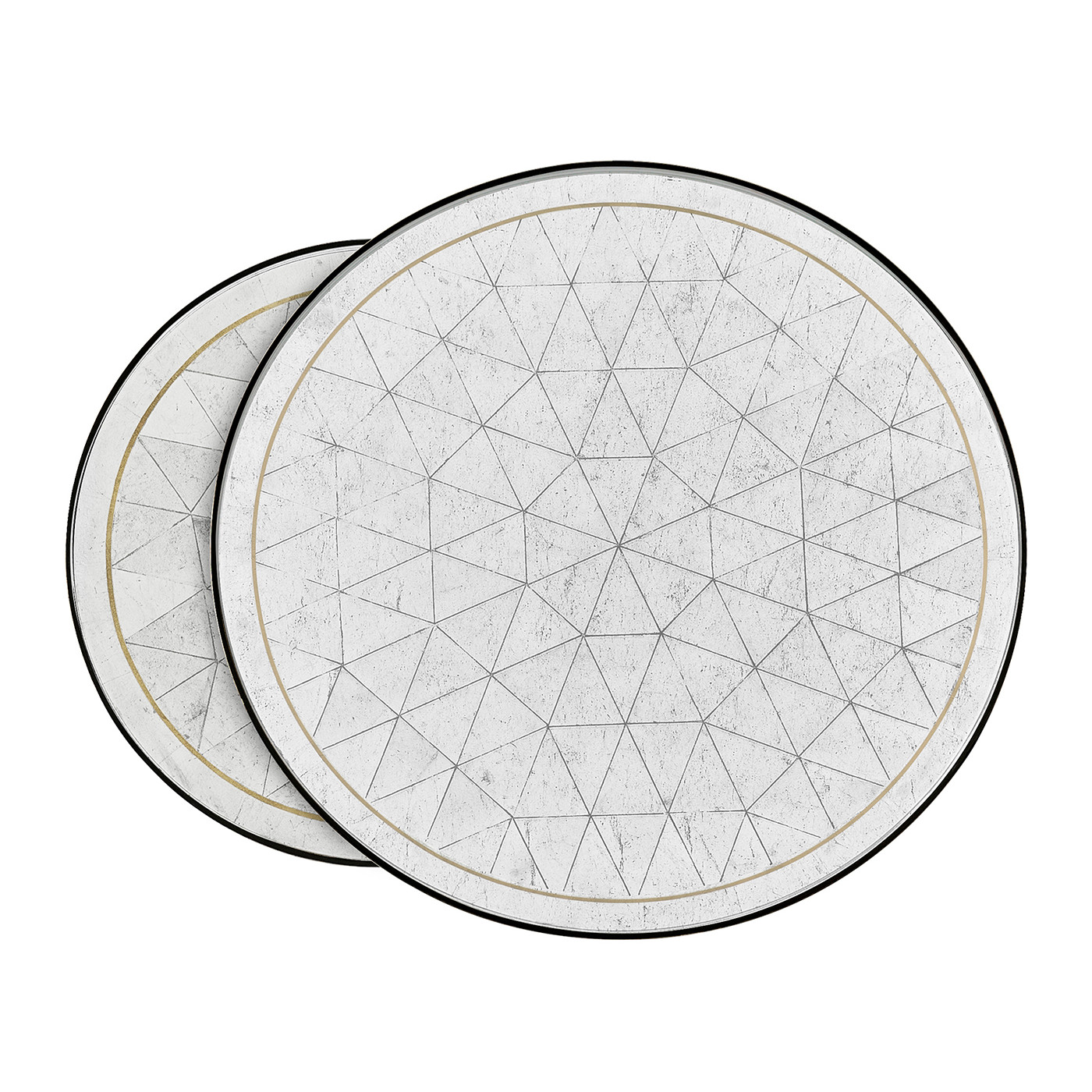 Églomisé & Bronze Iron Round Nest of Tables