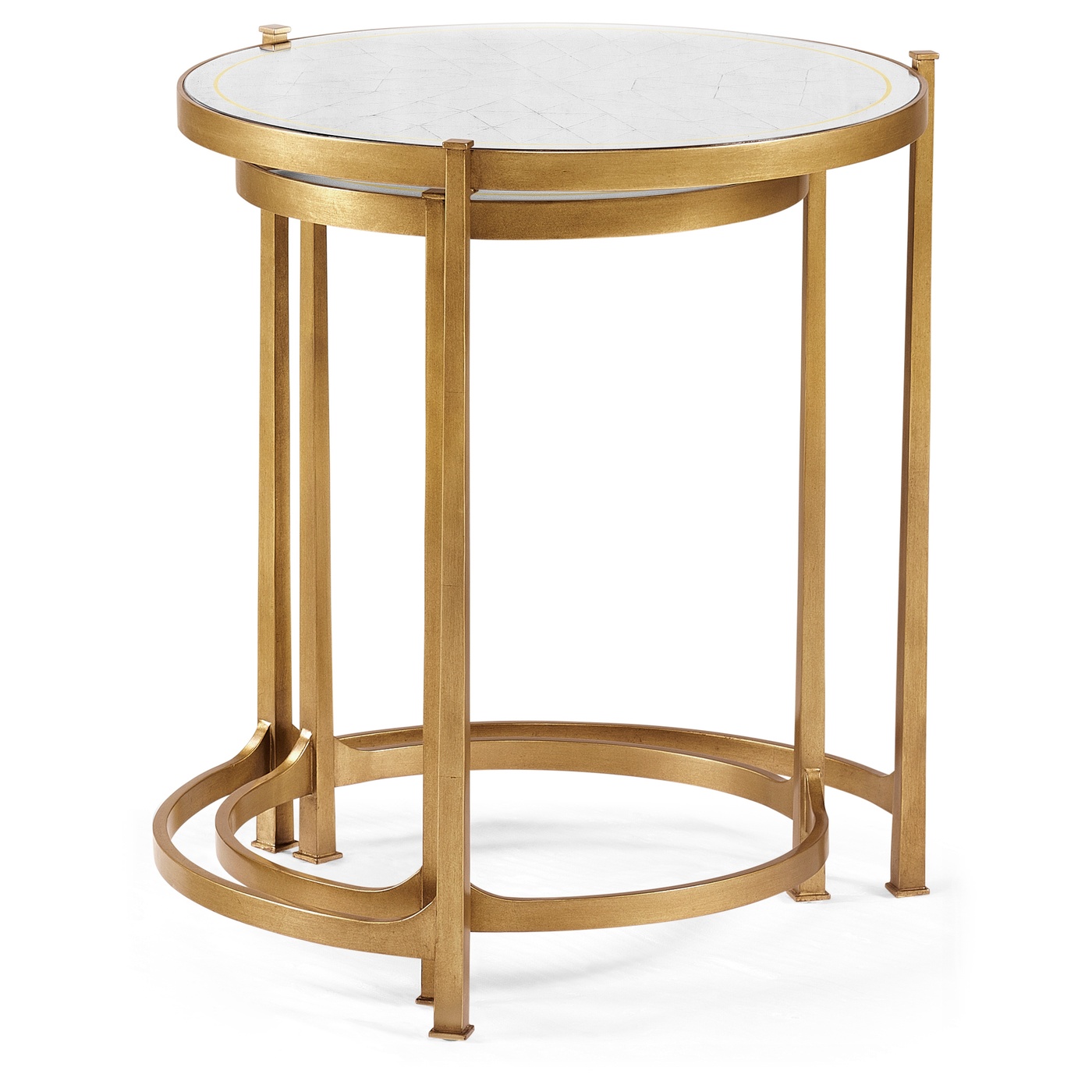 Églomisé & Gilded Iron Round Nest of Tables