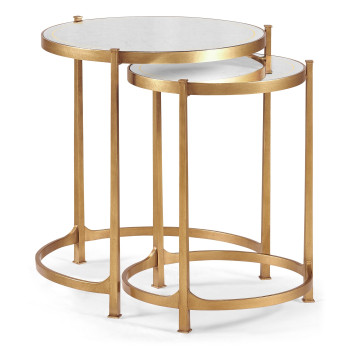 Églomisé & Gilded Iron Round Nest of Tables