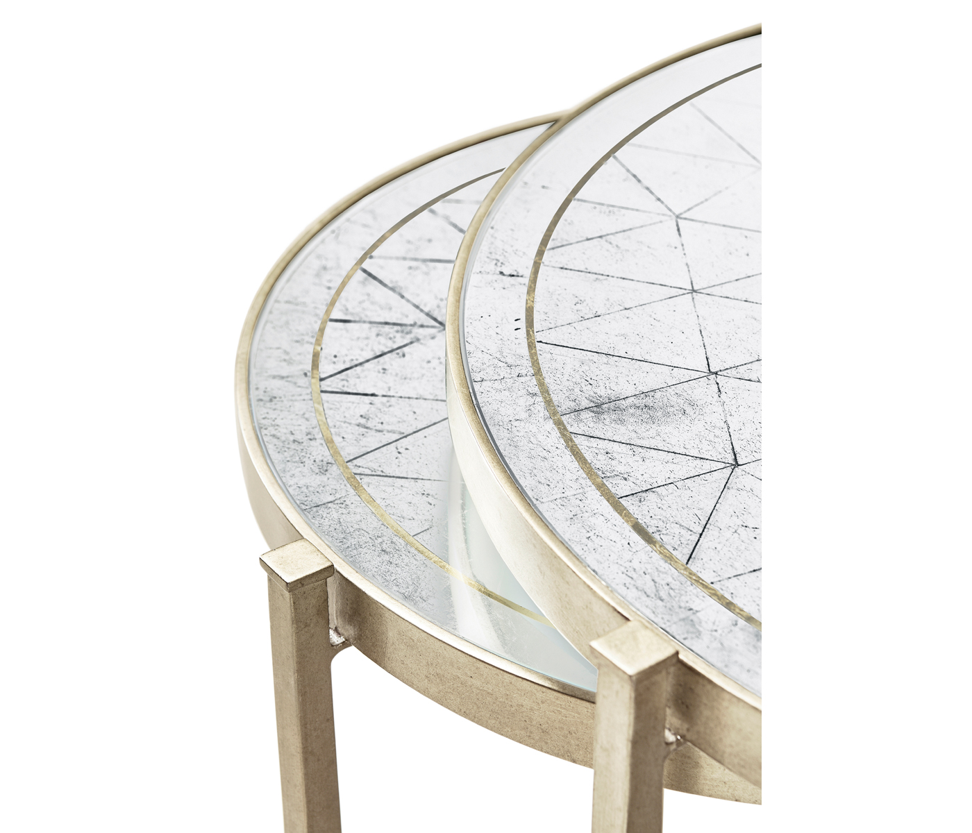 Églomisé & Silver Iron Round Nest of Tables