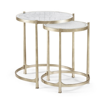 Églomisé & Silver Iron Round Nest of Tables