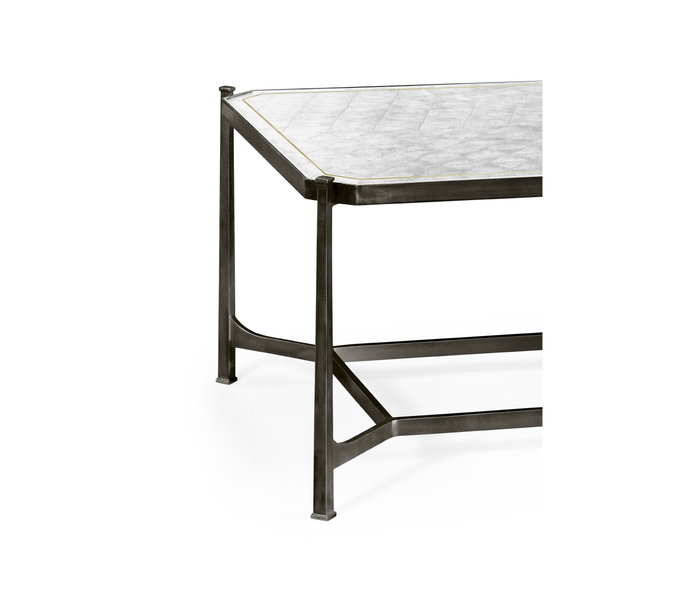 Églomisé & Bronze Iron Rectangular Coffee Table