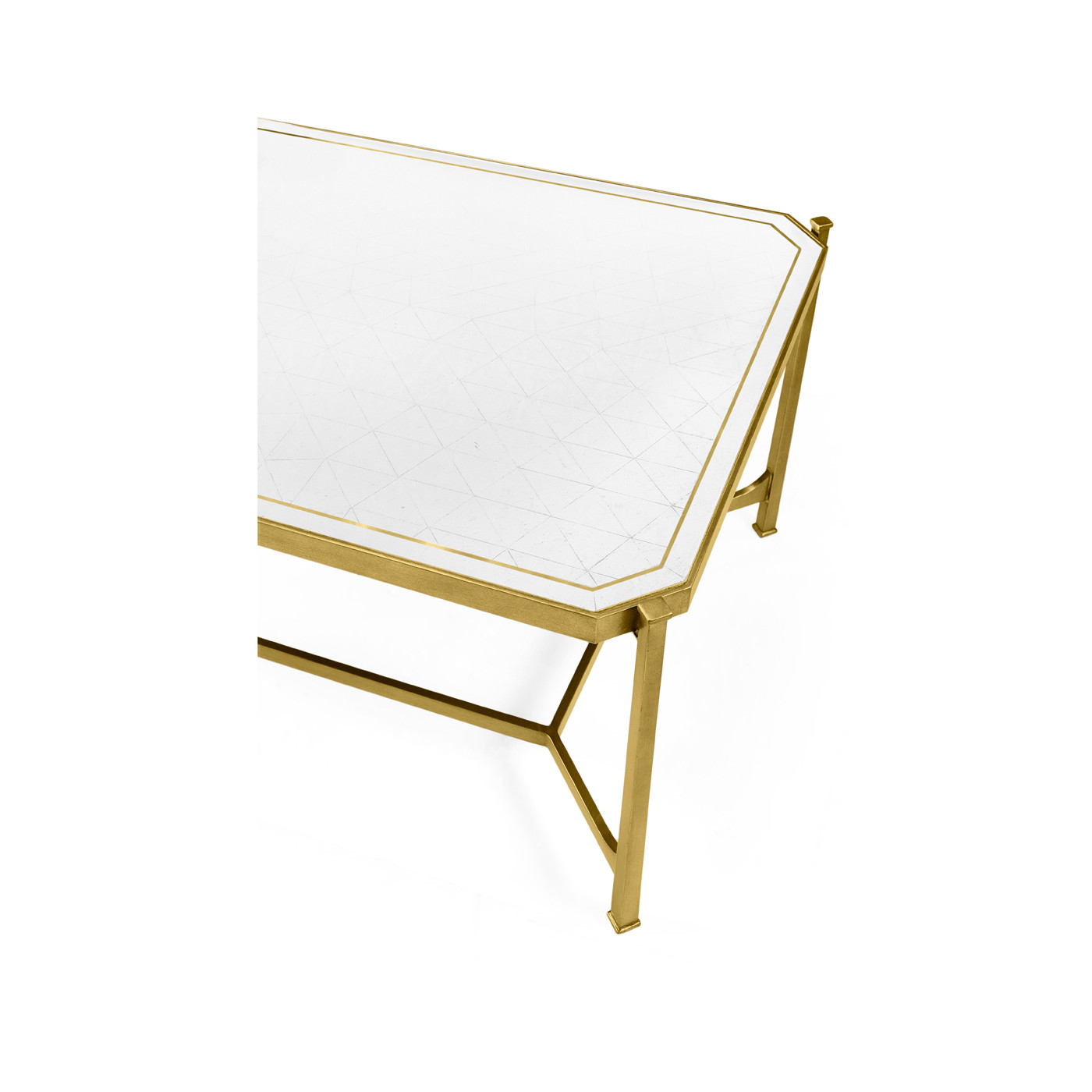 Églomisé & Gilded Iron Rectangular Coffee Table
