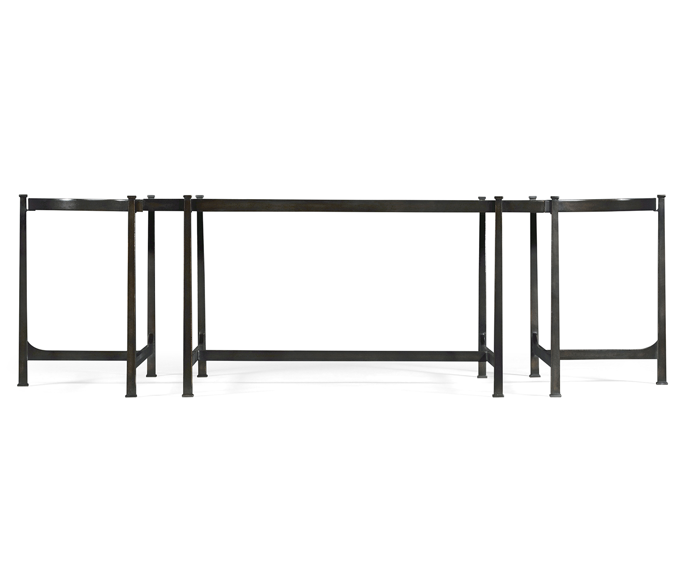 Églomisé & Bronze Iron Bunching Tables