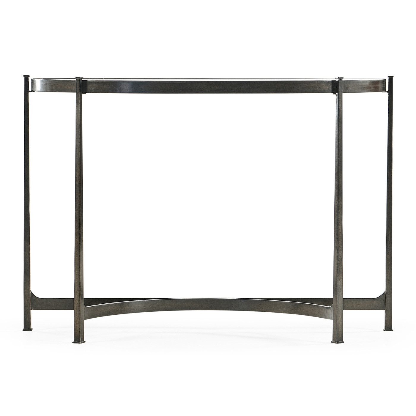 Large Églomisé & Bronze Iron Demilune Console
