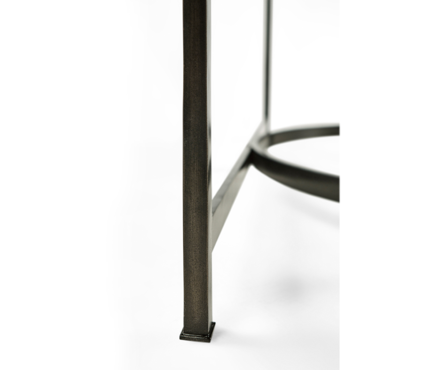 Large Églomisé & Bronze Iron Demilune Console